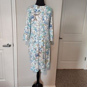 J. McLaughlin Blue and White Floral Long Sleeve Dress